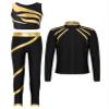 Huimingda Kids Girls Figure Skating Outfit Shiny Ice Skating Jacket with Athletic Leggings Sets Performance Dancewear 3pcs Gold 14 Years view 1