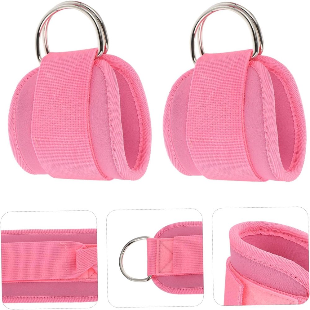 Ankle/Wrist Straps (2pc) for Gym Cable Machine for Men/Women with Velcro Strap and Large Ring for Cable Machine