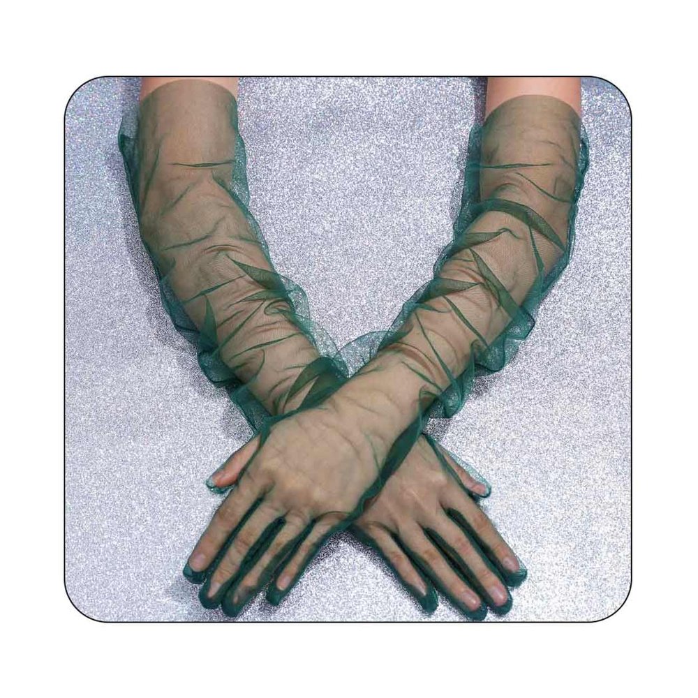 CASDRE Long Tulle Gloves Elbow Length Bridal Arm Sleeves Prom Halloween Costume Sheer Gloves for Women
