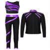 Huimingda Kids Girls Figure Skating Outfit Shiny Ice Skating Jacket with Athletic Leggings Sets Performance Dancewear 3pcs Purple 12 Years