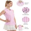 FKEEP Women's Sleeveless Polo Golf Tennis Shirt Tank Tops T-Shirts V-Neck with Collar Quick Dry Workout Athletic (Pink Plaid, 3XL) view 4