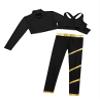 Huimingda Girls 3 Pcs Dance Outfit Mock Neck Crop Top Cutout Back Top with Pants Gymnastic Ballet Ice Skating Tracksuit Black&Gold 12 Years view 4