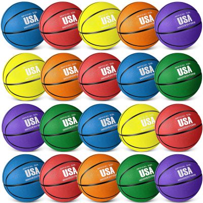 Libima 24 Pcs Rubber Basketballs Bulk with Pump Official Size Multicolor Basket Balls Youth Streetballs Set for Adult Boys Girls Gifts Indoor Outdoor Training Practice(Classic Colors,Size 5)