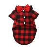 Bowtie Dog T-Shirts Classical Plaid Thin Breathable Summer Dog Clothes Compatible with Small Large Dogs Puppy Pet Cat Vest Chihuahua Yorkies (Color : Red, Size : M) view 1