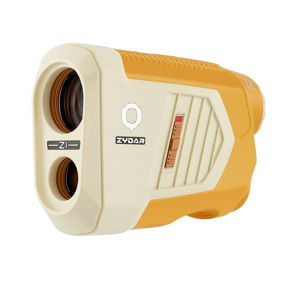 ZYDAR Z1 Golf Laser Rangefinder with Slope,7X Magnification,Ultra HD Red OLED Display,Flag Lock with Pulse,1300 Yards Range,Magnetic Grip, Aspherical Glass,Golf Gift for Women, Yellow