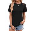 Women's Short Sleeve Shirts Summer Casual Crew Neck Pullover Tops Fitted Dressy Loose Fit Blouses Tunic Tops Tee Shirts Black view 2