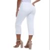 MoFiz Women's Capri Pants for Summer - White Pull-On Stretch Straight Leg, Golf Yoga & Business Casual Dressy Work Office Cropped Pants with Pockets 2XL view 3