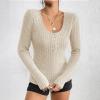 Womens Fashion Long Sleeve Shirts Square Neck Slim Fit Going Out Tops Y2k Workout Base Layer Shirts Casual Blouse Tunic view 2