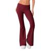 Flare Fold Over Yoga Pants for Women Tummy Control Cotton Leggings Y2k Low Rise Wide Leg Sweatpants Workout Gym Flared Leggings Bell Bottoms Cute Stretch Skinny Flare Pants Teen Girls Y2k Clothes view 2