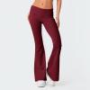 Flare Fold Over Yoga Pants for Women Tummy Control Cotton Leggings Y2k Low Rise Wide Leg Sweatpants Workout Gym Flared Leggings Bell Bottoms Cute Stretch Skinny Flare Pants Teen Girls Y2k Clothes view 3
