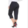 MoFiz Women's Capris Pull-On Stretch Straight Leg Elastic Waist Cropped Dress Pants with Pockets for Golf Yoga Office Work Business Casual Summer Black Pinstripe L view 3