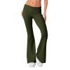 Flare Fold Over Yoga Pants for Women Tummy Control Cotton Leggings Y2k Low Rise Wide Leg Sweatpants Workout Gym Flared Leggings Bell Bottoms Cute Stretch Skinny Flare Pants Teen Girls Y2k Clothes view 2