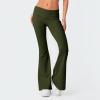 Flare Fold Over Yoga Pants for Women Tummy Control Cotton Leggings Y2k Low Rise Wide Leg Sweatpants Workout Gym Flared Leggings Bell Bottoms Cute Stretch Skinny Flare Pants Teen Girls Y2k Clothes view 3