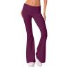 Flare Fold Over Yoga Pants for Women Tummy Control Cotton Leggings Y2k Low Rise Wide Leg Sweatpants Workout Gym Flared Leggings Bell Bottoms Cute Stretch Skinny Flare Pants Teen Girls Y2k Clothes view 2