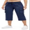 Rdruko Women's Capri Pants with Pockets Lightweight Quick Dry Navy M view 1