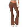 Flare Fold Over Yoga Pants for Women Tummy Control Cotton Leggings Y2k Low Rise Wide Leg Sweatpants Workout Gym Flared Leggings Bell Bottoms Cute Stretch Skinny Flare Pants Teen Girls Y2k Clothes view 2