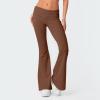 Flare Fold Over Yoga Pants for Women Tummy Control Cotton Leggings Y2k Low Rise Wide Leg Sweatpants Workout Gym Flared Leggings Bell Bottoms Cute Stretch Skinny Flare Pants Teen Girls Y2k Clothes view 3