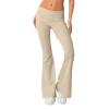 Flare Fold Over Yoga Pants for Women Bell Bottom Buttery Soft Cotton Leggings Y2k Low Rise Wide Leg Sweatpants Workout Flared Leggings Cute Stretch Skinny Flare Pants Teen Girls Y2k Clothes Streetwear view 2