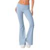 Flare Fold Over Yoga Pants for Women Tummy Control Cotton Leggings Y2k Low Rise Wide Leg Sweatpants Workout Gym Flared Leggings Bell Bottoms Cute Stretch Skinny Flare Pants Teen Girls Y2k Clothes view 2