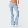 Flare Fold Over Yoga Pants for Women Tummy Control Cotton Leggings Y2k Low Rise Wide Leg Sweatpants Workout Gym Flared Leggings Bell Bottoms Cute Stretch Skinny Flare Pants Teen Girls Y2k Clothes view 3