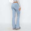 Flare Fold Over Yoga Pants for Women Tummy Control Cotton Leggings Y2k Low Rise Wide Leg Sweatpants Workout Gym Flared Leggings Bell Bottoms Cute Stretch Skinny Flare Pants Teen Girls Y2k Clothes view 4