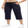 Rdruko Women's Cargo Capris Pants Lightweight Quick Dry Hiking Summer Casual Travel Pants with Pockets,Navy, US XXL view 2