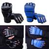 2 Pairs MMA Gloves Martial Arts Bag Gloves Boxing Fight Gloves Kickboxing Gloves for Sparring, Black and Blue view 3