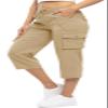 Rdruko Women's Cargo Capris Pants Lightweight Quick Dry Hiking Summer Casual Travel Pants with Pockets,Khaki, US XXL view 1