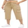 Rdruko Women's Cargo Capris Pants Lightweight Quick Dry Hiking Summer Casual Travel Pants with Pockets,Khaki, US XXL view 2