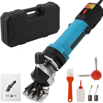 Sheep Shears 690W, Professional Electric Sheep Clippers, Farm Livestock Grooming Kit, 6 Speed Heavy Duty Electric Shears for Thick Coat Animals (13 Teeth Straight Edge) (Color : Blue)