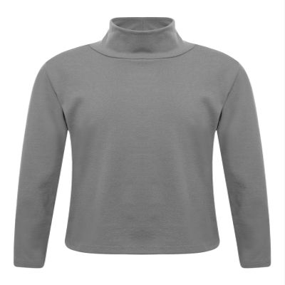 Yhong Kids Boys Girls Turtleneck Thermal Underwear Tops Basic Solid Color Long Sleeves Cotton T-Shirts Undershirts Dark Gray E 5-6 Years