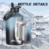 StarSpeed One Gallon Insulated Water Bottle with Straws & 2 Lids, 128oz Stainless Steel Double Walled Vacuum Water Jug, Large Wide Mouth with Paracord Handle for Gym Camping Hiking, Indigo Black view 3