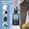 StarSpeed One Gallon Insulated Water Bottle with Straws & 2 Lids, 128oz Stainless Steel Double Walled Vacuum Water Jug, Large Wide Mouth with Paracord Handle for Gym Camping Hiking, Indigo Black view 4