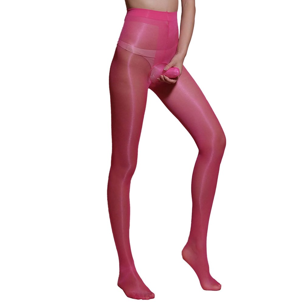LiiYii Men's Sheath Underwear Pantyhose Sexy Lingerie High Elastic Stockigs Shaping Tights Leggings Hot Pink One Size