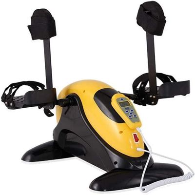 Electric Under Desk Bike Mini Portable Pedal Cycle Exercise Bike Arm and Leg Cycle Exerciser Bike with LCD Display Cycling Trainer Without Resistance ( Color : Yellow with Stand )