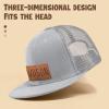 Personalized Infant Baseball Hat Cap: Custom Name Light Grey Leather Patch Sun Hats - Adjustable Snapback Caps for Toddler Boys Girls view 2