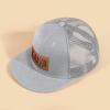 Personalized Infant Baseball Hat Cap: Custom Name Light Grey Leather Patch Sun Hats - Adjustable Snapback Caps for Toddler Boys Girls view 3