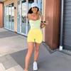 FULLSOFT High Waisted Biker Shorts for Women-5" Tummy Control Fitness Athletic Workout Running Yoga Gym Exercise Booty Shorts Leggings for Women Outfits Sales (Lemon Yellow,Small-Medium) view 3