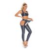 Agoky Womens 2pcs Crotchless Leggings Yoga Workout with Crop Vest Tops Ice Silky Nylon Tracksuit Dark Grey X-Large view 2