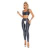Agoky Womens 2pcs Crotchless Leggings Yoga Workout with Crop Vest Tops Ice Silky Nylon Tracksuit Dark Grey X-Large view 3