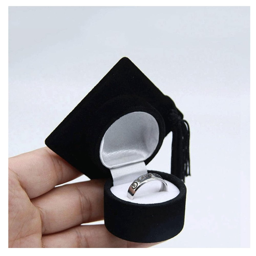 Jewelry Box Protable Ring Box Graduation Gift Ceremony Graduation Cap Ring Box Doctoral Hat Shaped Ring Jewelry Box exquisite