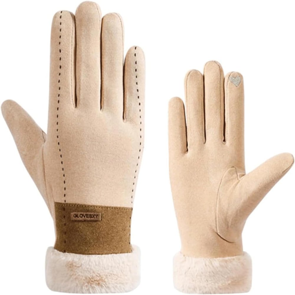 BKEKM Winter Gloves Thickened Mittens Gloves 1 Pair Touch Screen Windproof Gloves for Women Knit Gloves Non-Slip Thermal Glove