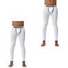 JOCKMAIL Long Johns Pants Men Thermal Underwear Cotton Printed Mens Thermal Underwear Sleeping Bottoms Leggings Pant (Large,LS-1103-White-2Pack) view 1