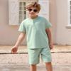 Arshiner Boy's 2 Pieces Linen Set Casual Henley Shirts Short Sleeve Beach Shorts Summer Shorts Outfits view 2