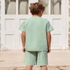 Arshiner Boy's 2 Pieces Linen Set Casual Henley Shirts Short Sleeve Beach Shorts Summer Shorts Outfits view 4