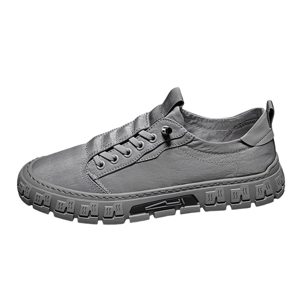 Canvas Shoes Men's Breathable New Men's Shoes Fashionable and Versatile Casual Board Mens Leather Shoes Casual Hand Sewn (Grey, 7.5)