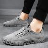 Canvas Shoes Men's Breathable New Men's Shoes Fashionable and Versatile Casual Board Mens Leather Shoes Casual Hand Sewn (Grey, 7.5) view 3
