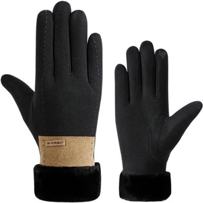 BKEKM Winter Gloves Thickened Mittens Gloves 1 Pair Touch Screen Windproof Gloves for Women Knit Gloves Non-Slip Thermal Glove