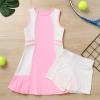 ABOCIW Girls Tennis Dress with Shorts Golf Outfit Sleeveless Tank Top Workout Athletic Dresses School Sports Pleated Dresses #2 Pink 5-6 Years view 2