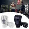2 Pairs MMA Gloves, Grappling & Sparring Gloves for Men and Women, PU Leather Fighting Glove, Heavy Bag Gloves, Black and White view 2